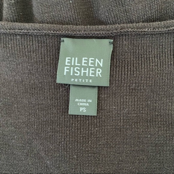 Eileen Fisher Brown Silk Shell Ribbed Knit Top - Picture 3 of 6